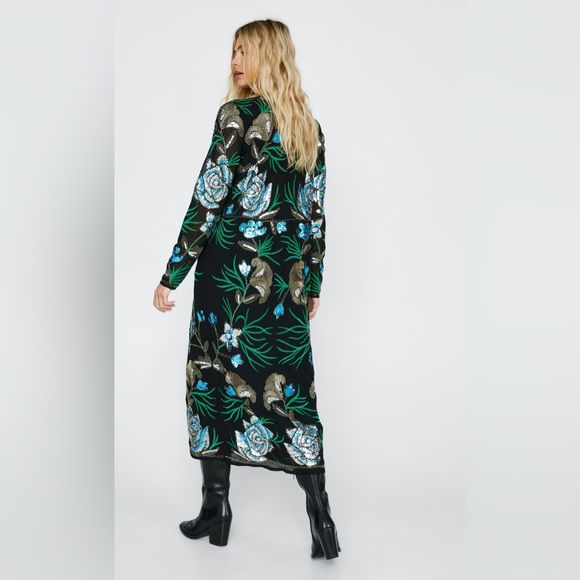 NWOT Nasty Gal Embellished Floral Design Longline Kimono - Picture 4 of 4